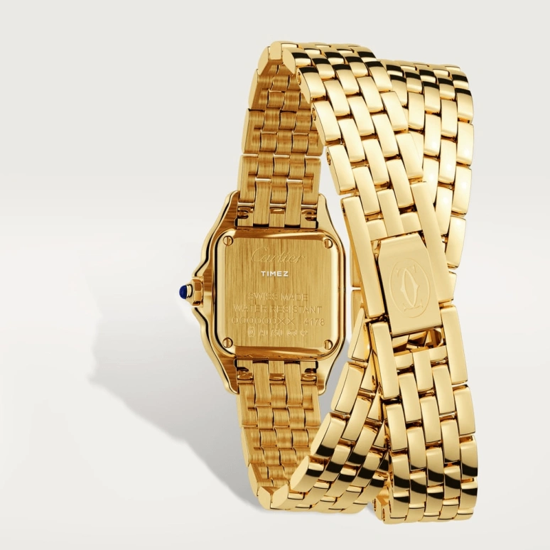 Cartier,Panthère de Cartier 23x30mm,23x30mm,Yellow Gold,Silver,Quartz,Sapphire,Crystal Glass,Square,WGPN0039