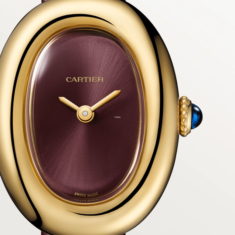 Cartier,Baignoire 24.60x18.70mm,24.60x18.70mm,Yellow Gold,Purple Red,Quartz,Sapphire,Crystal Glass,Oval,WGBA0032