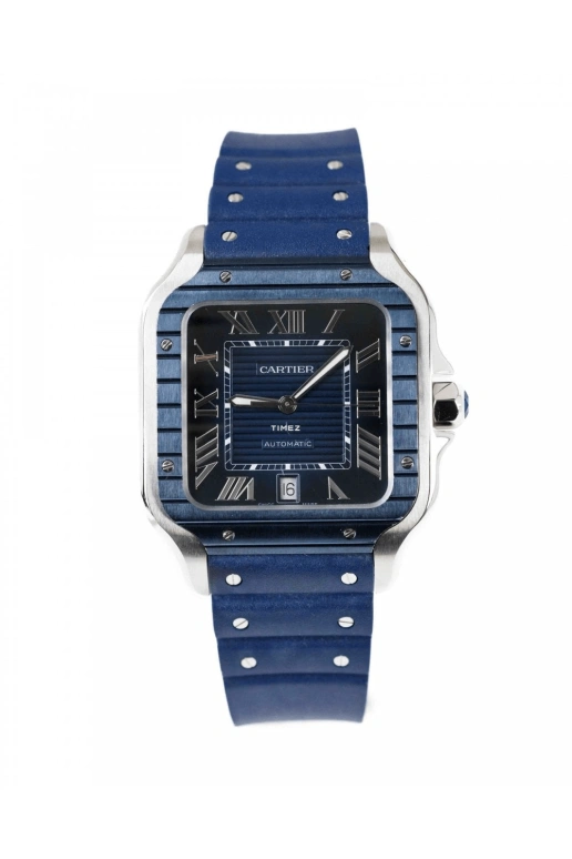 Cartier,Santos de Cartier 39.80mm,39.80mm,Stainless Steel,Blue,Automatic,Day,42hours,Stephen Curry,Threezus,WSSA0048