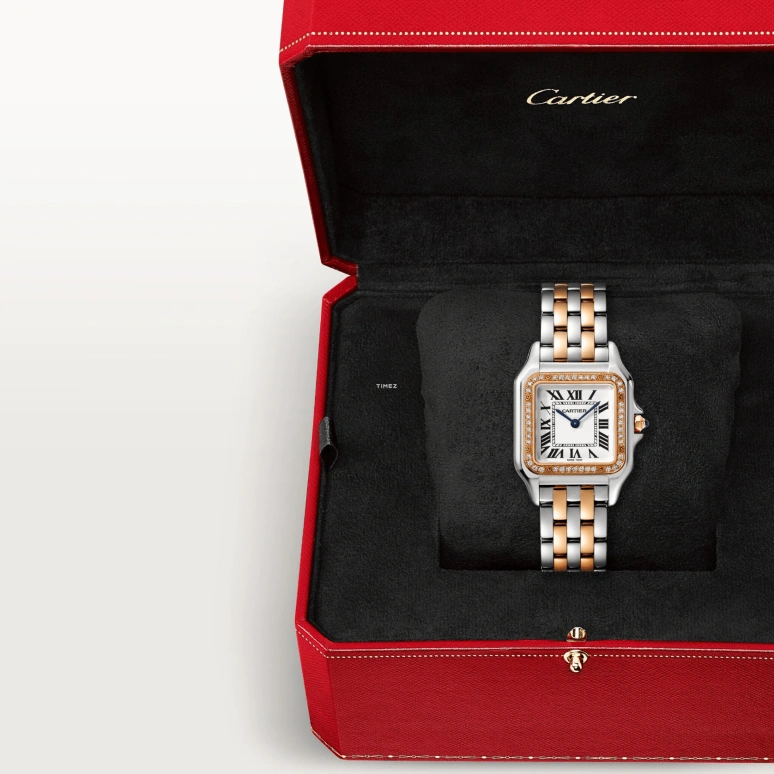 Cartier,Panthère de Cartier 36.50x26.70mm,36.50x26.70mm,Stainless Steel,Rose Gold,Silver,Quartz,Glass,Square,W3PN0015