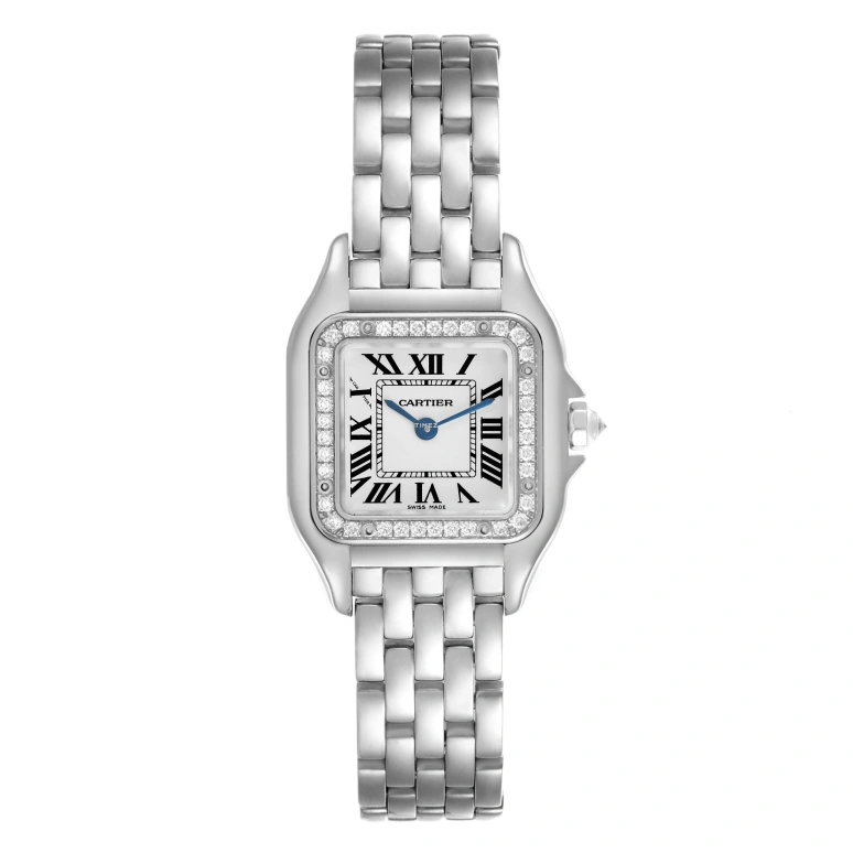 Cartier,Panthère de Cartier 22x30mm,22x30mm,White Gold,Silver,Quartz,Sapphire,Crystal Glass,Square,WJPN0006