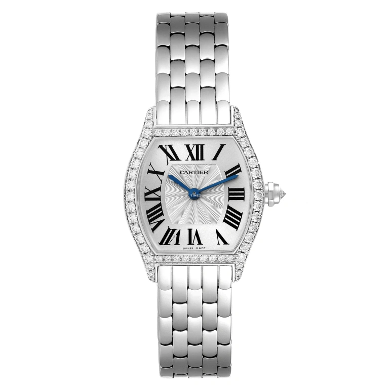 Cartier,Tortue 30x24mm,30x24mm,White Gold,Silver,Quartz,Sapphire,Crystal Glass,Tonneau,WA501011