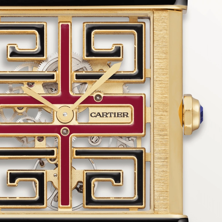 Cartier,Tank 39.50x29.20mm,39.50x29.20mm,Yellow Gold,Black,Red,Handwound,38hours,In-house Caliber,WHTA0016