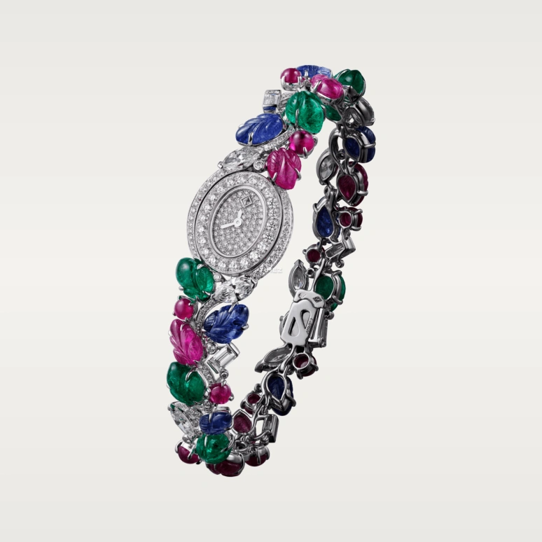 Cartier,High Jewelry Watches ,White Gold,Silver,Quartz,Sapphire,Oval,HPI00955