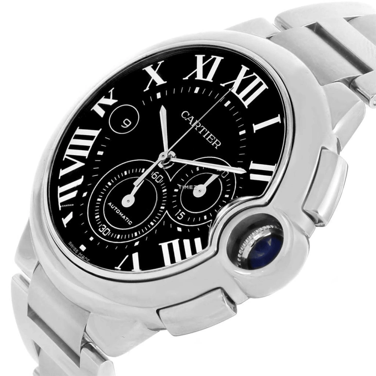 Cartier,Ballon Bleu de Cartier 44mm,44mm,Stainless Steel,Black,Automatic,Chronograph,Day,W6920077