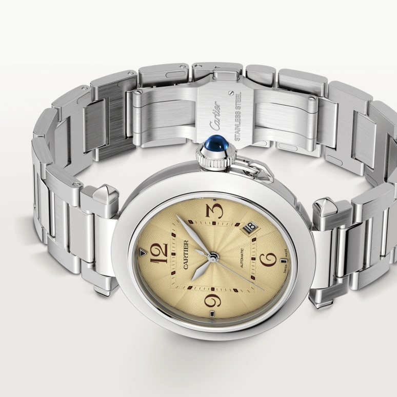 Cartier,Pasha de Cartier 41mm,41mm,Stainless Steel,Champagne,Automatic,Day,42hours,WSPA0033