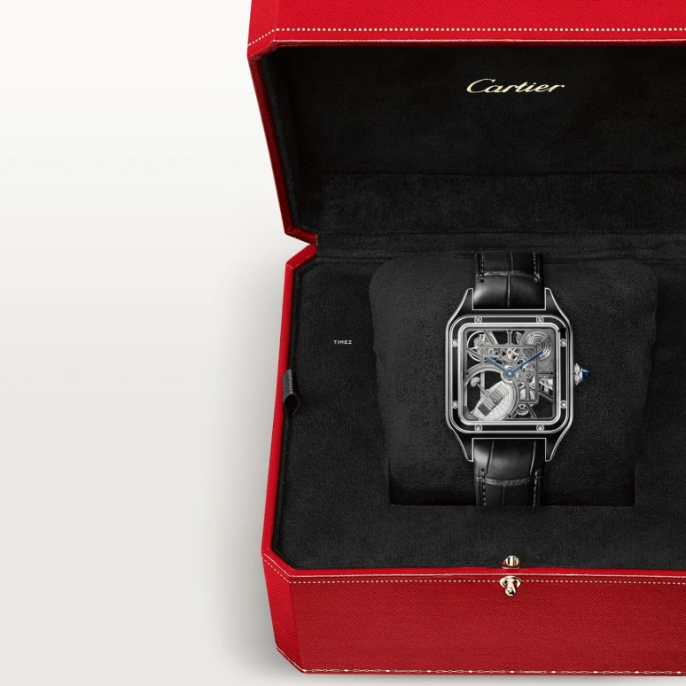 Cartier,Santos de Cartier 43.50x31.40mm,43.50x31.40mm,Stainless Steel,Grey,Automatic,44hours,In-house Caliber,WHSA0044