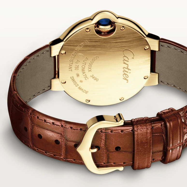 Cartier,Ballon Bleu de Cartier 33mm,33mm,Yellow Gold,Silver,Automatic,Sapphire,Crystal Glass,Round,WJBB0040