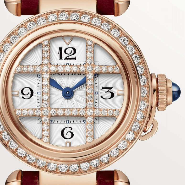 Cartier,Pasha de Cartier 30mm,30mm,Rose Gold,Silver,Quartz,Sapphire,Crystal Glass,Round,WJPA0021