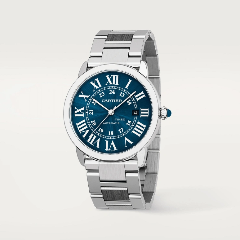 Cartier,Ronde de Cartier 42mm,42mm,Stainless Steel,Blue,Automatic,Day,42hours,WSRN0023