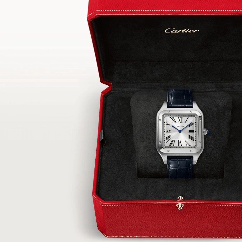Cartier,Santos de Cartier 46.60x33.90mm,46.60x33.90mm,Stainless Steel,Silver,Handwound,36hours,In-house Caliber,WSSA0032