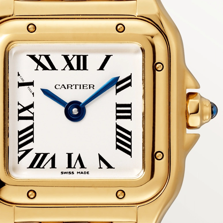 Cartier,Panthère de Cartier 20x25mm,20x25mm,Yellow Gold,Silver,Quartz,Sapphire,Crystal Glass,Square,WGPN0012