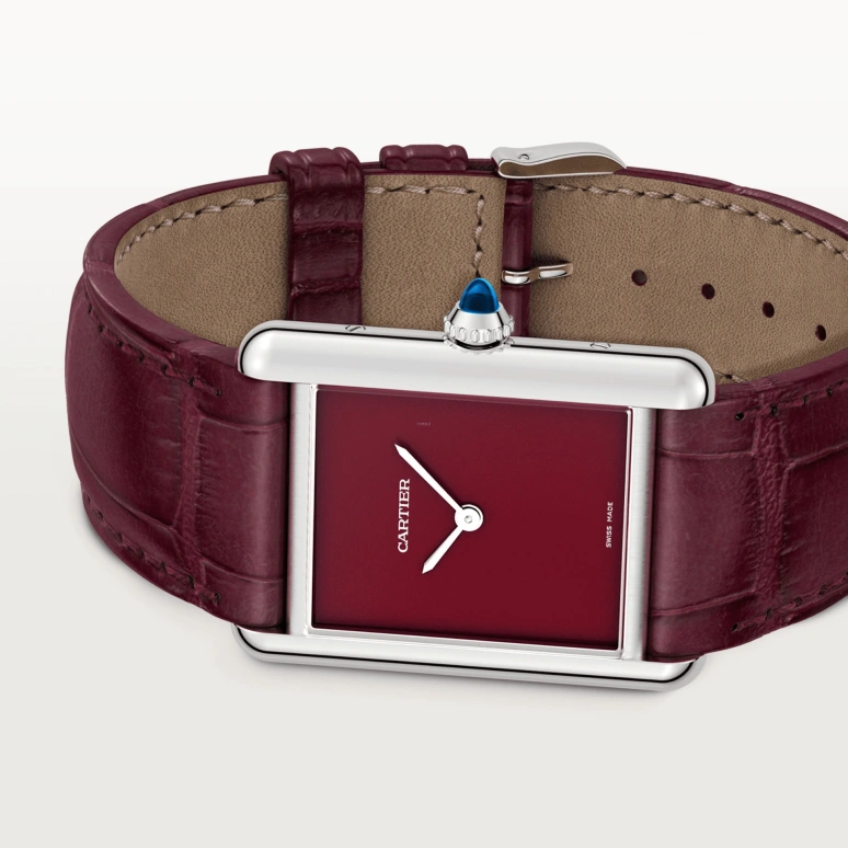Cartier,Tank 33.70x25.50mm,33.70x25.50mm,Stainless Steel,Wine Red,Quartz,Sapphire,Crystal Glass,Square,WSTA0054