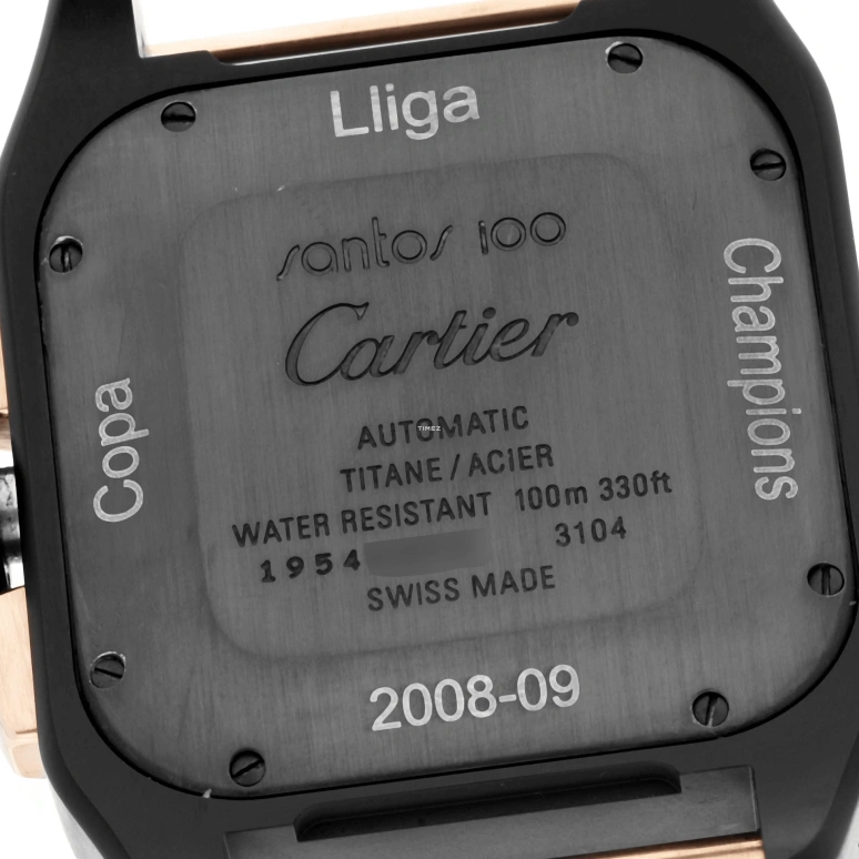 Cartier,Santos de Cartier 46.65x41.65mm,46.65x41.65mm,Rose Gold,Stainless Steel,Titanium Gold,Black,Automatic,Chronograph,Day,W2020004