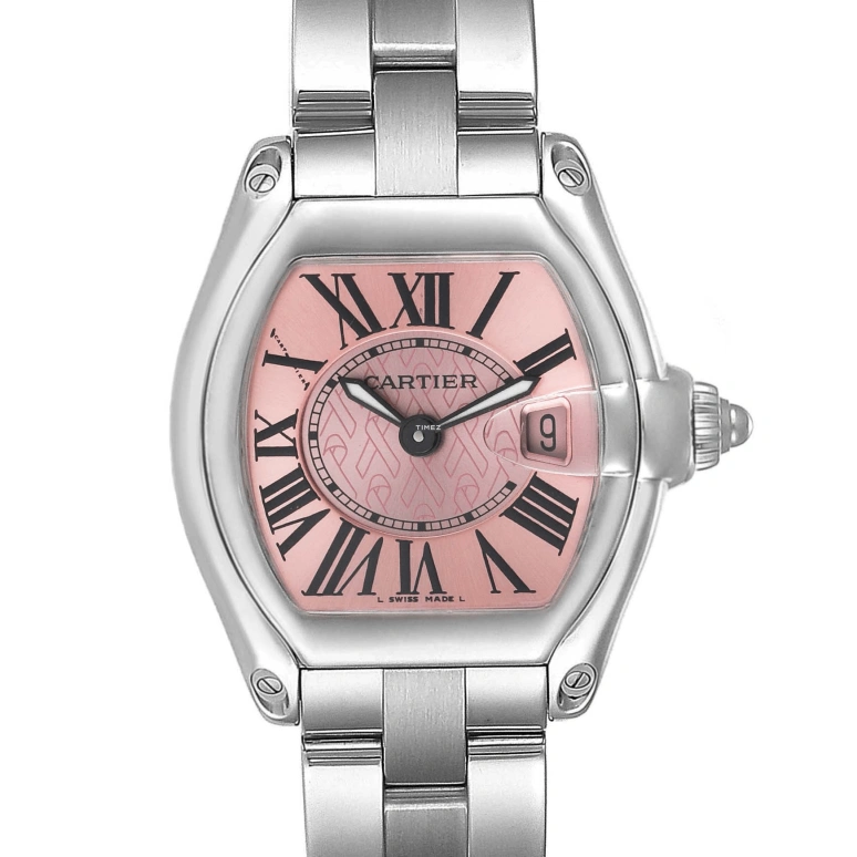 Cartier,Drive de Cartier 36x30mm,36x30mm,Stainless Steel,Pink Red,Red,Quartz,Day,Sapphire,Crystal Glass,W62043V3