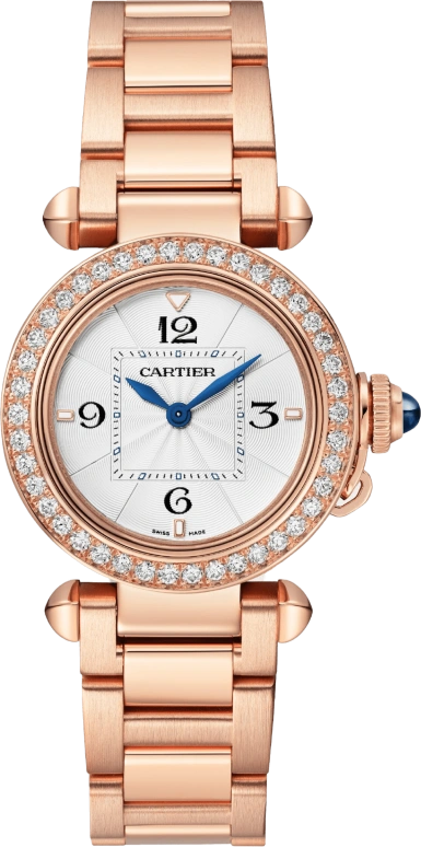 Cartier,Pasha de Cartier 30mm,30mm,Rose Gold,Silver,Quartz,Sapphire,Crystal Glass,Round,WJPA0018