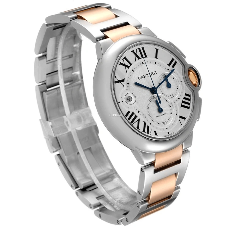 Cartier,Ballon Bleu de Cartier 44mm,44mm,Stainless Steel,Rose Gold,Silver,Automatic,Chronograph,Day,W6920063