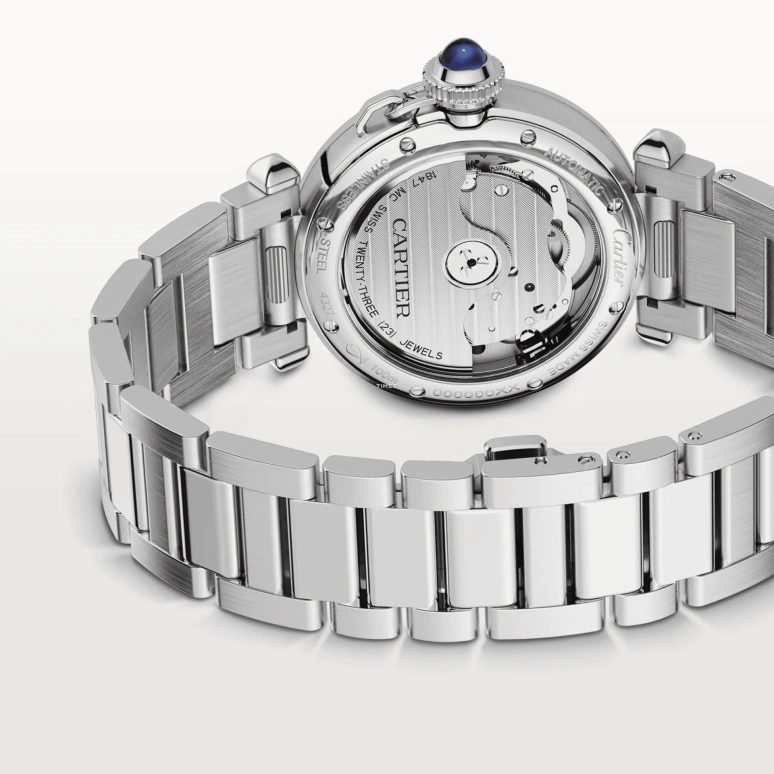 Cartier,Pasha de Cartier 35mm,35mm,Stainless Steel,Salmon,Automatic,42hours,In-house Caliber,WSPA0041
