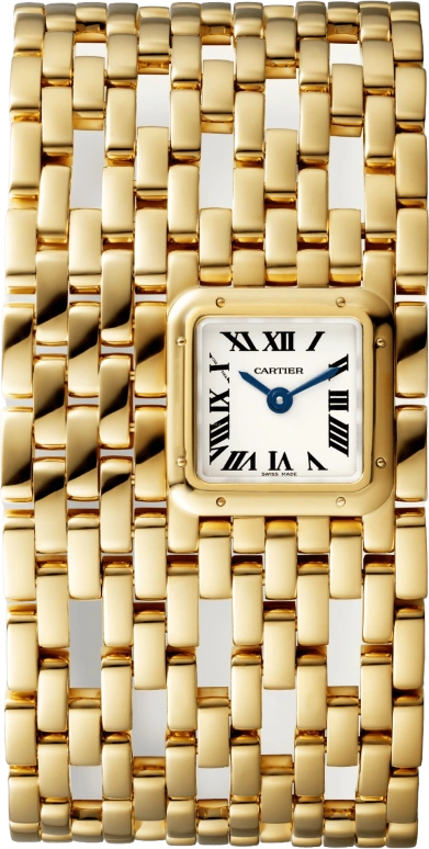 Cartier,Panthère de Cartier 22x19mm,22x19mm,Yellow Gold,Silver,Quartz,Sapphire,Crystal Glass,Square,WGPN0018