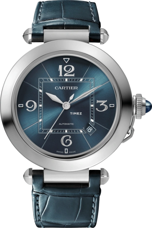 Cartier,Pasha de Cartier 41mm,41mm,Stainless Steel,Blue,Automatic,Day,42hours,WSPA0038