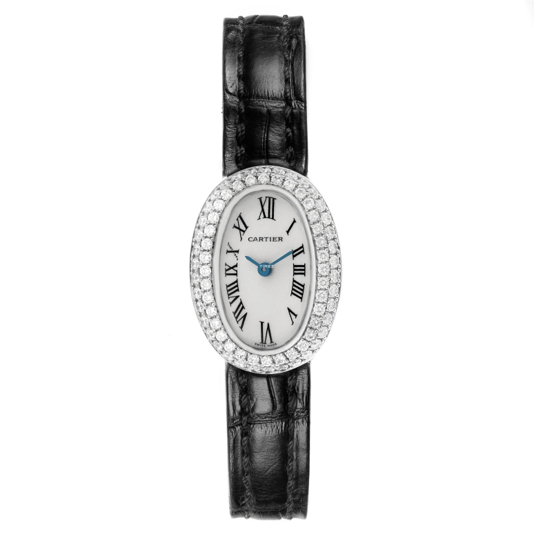 Cartier,Baignoire 26mm,26mm,White Gold,Silver,Quartz,Sapphire,Crystal Glass,Oval,WB509531