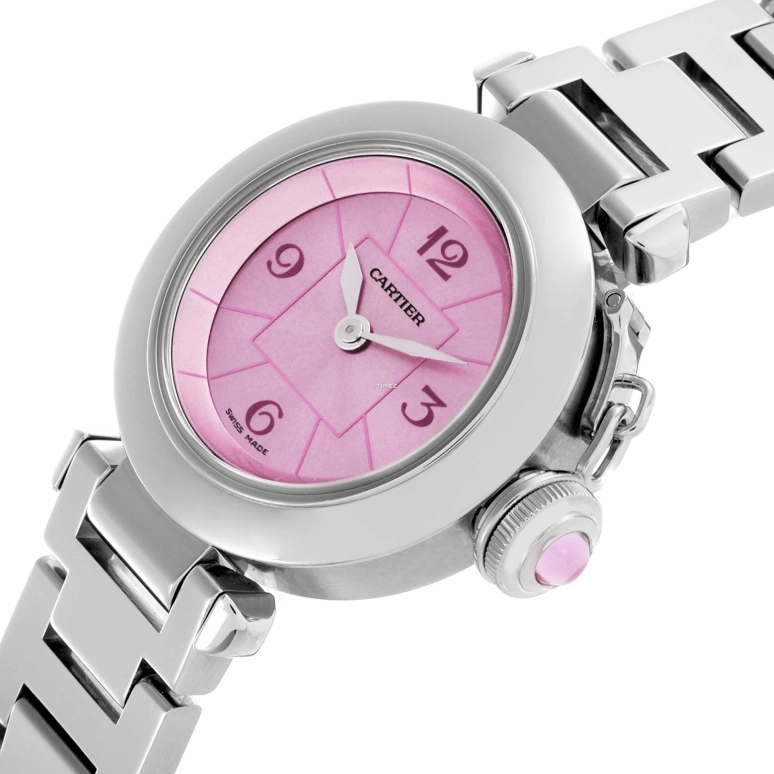 Cartier,Pasha de Cartier 27mm,27mm,Stainless Steel,Pink,Quartz,In-house Caliber,Sapphire,Crystal Glass,W3140023