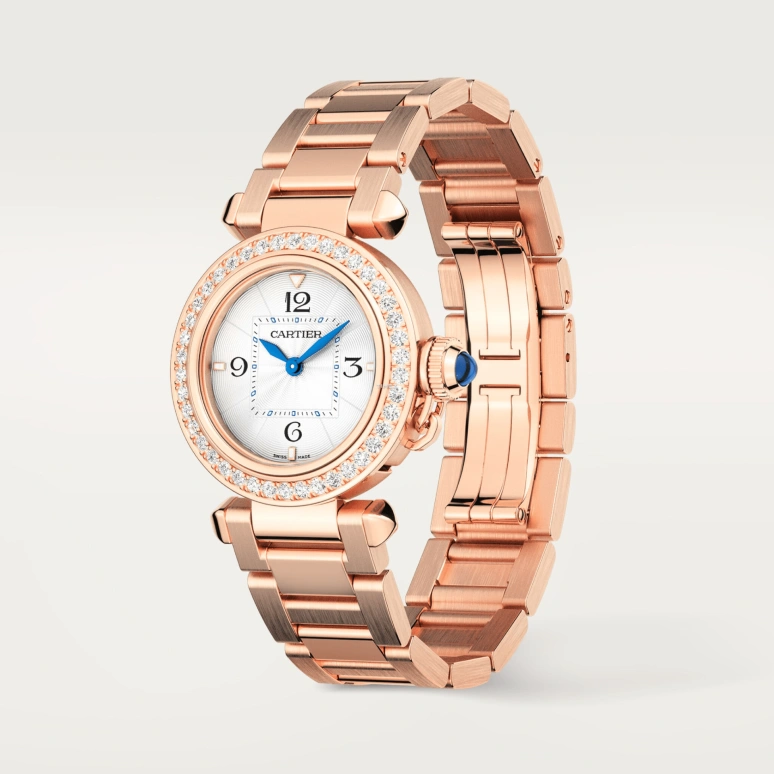 Cartier,Pasha de Cartier 30mm,30mm,Rose Gold,White,Quartz,Sapphire,Crystal Glass,Round,WJPA0039