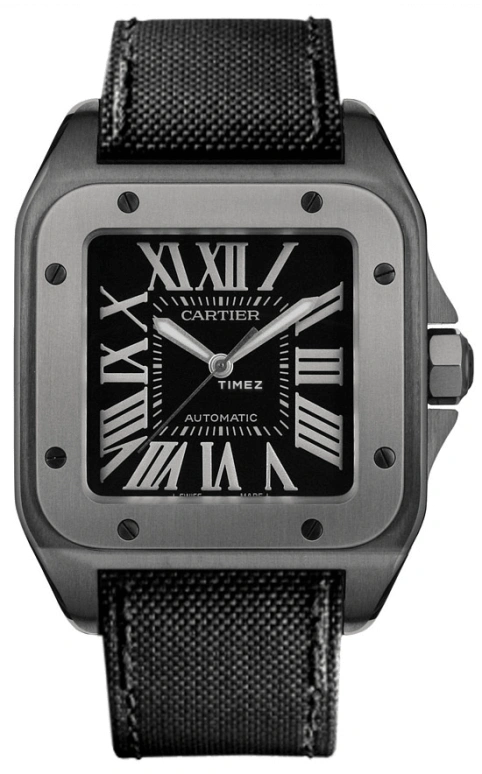 Cartier,Santos de Cartier 51.10x42.60mm,51.10x42.60mm,Stainless Steel,Black,Automatic,42hours,In-house Caliber,W2020010