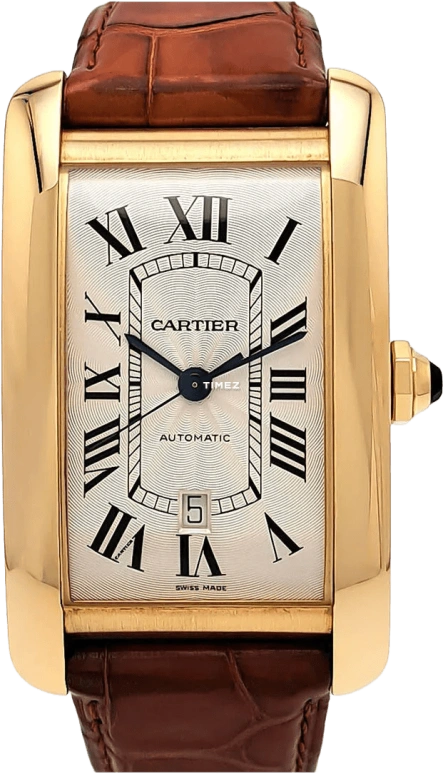 Cartier,Tank 32x42mm,32x42mm,Yellow Gold,Silver,Automatic,Day,Sapphire,Crystal Glass,W2609756