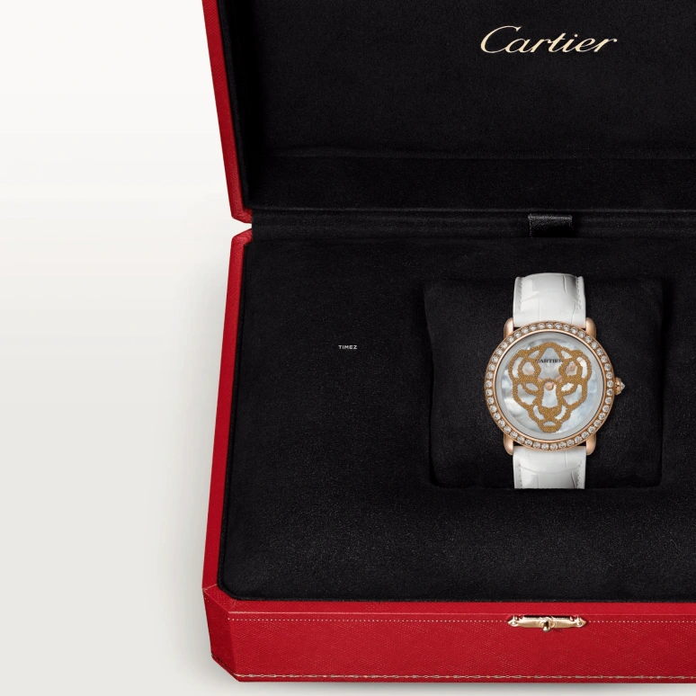 Cartier,Panthère Jewelry Watches 37mm,37mm,Rose Gold,White,Handwound,36hours,In-house Caliber,HPI01355