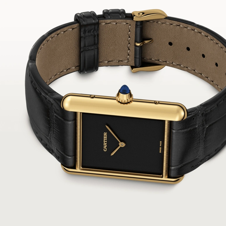 Cartier,Tank 33.70x25.50mm,33.70x25.50mm,Yellow Gold,Black,Handwound,38hours,In-house Caliber,WGTA0091