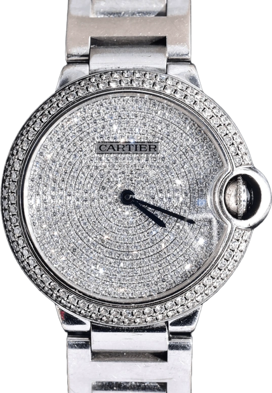 Cartier,Ballon Bleu de Cartier 36mm,36mm,White Gold,Silver,Automatic,Sapphire,Crystal Glass,Round,WE902045