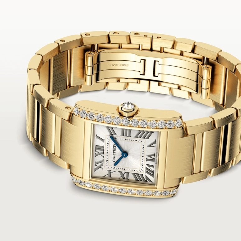Cartier,Tank 32x27mm,32x27mm,Yellow Gold,Silver,Quartz,Sapphire,Crystal Glass,Square,WJTA0040