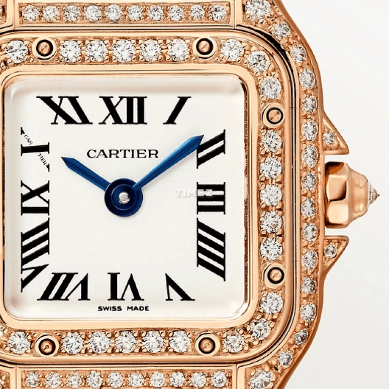 Cartier,Panthère de Cartier 20x25mm,20x25mm,Rose Gold,Silver,Quartz,Sapphire,Crystal Glass,Square,WJPN0013