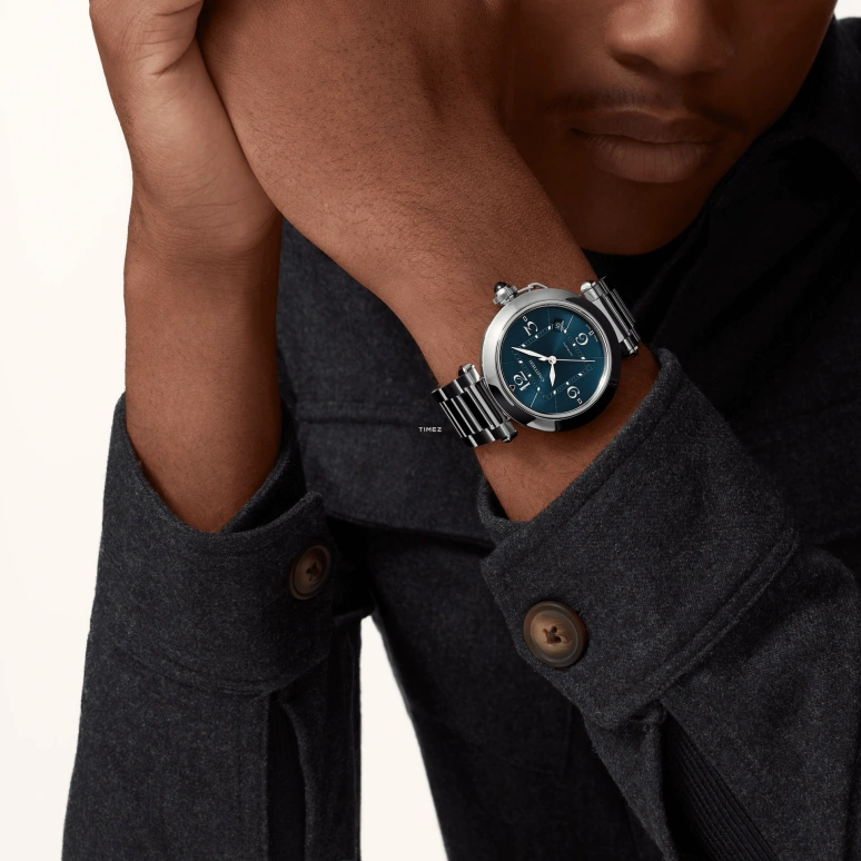 Cartier,Pasha de Cartier 41mm,41mm,Stainless Steel,Blue,Automatic,Day,42hours,WSPA0038