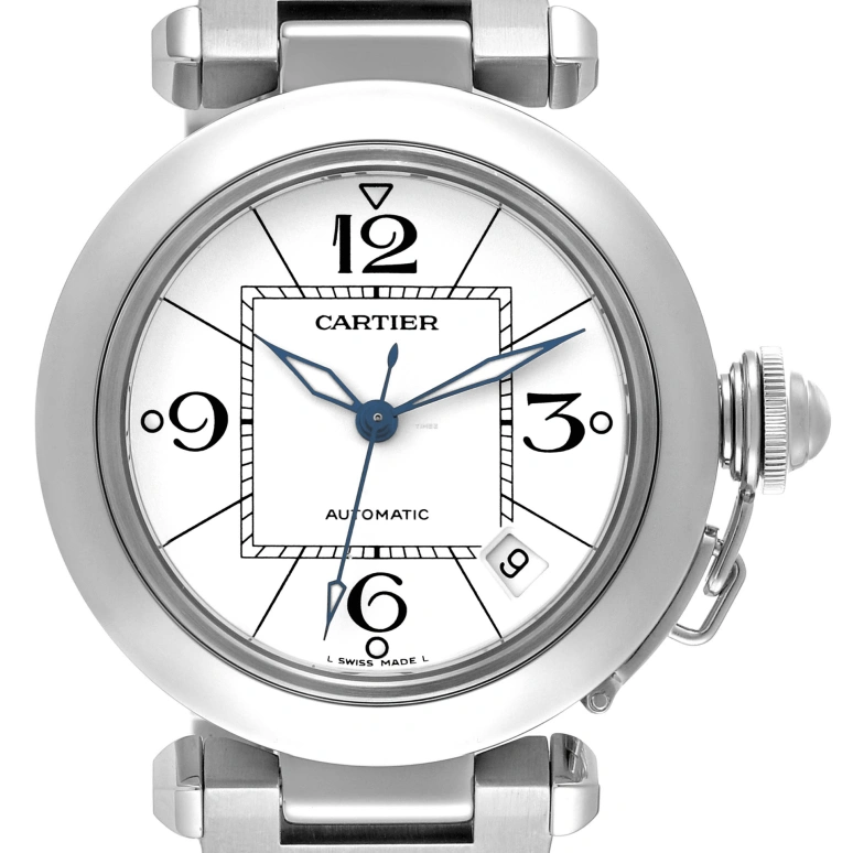 Cartier,Pasha de Cartier 35.25mm,35.25mm,Stainless Steel,White,Automatic,Day,42hours,W31074M7