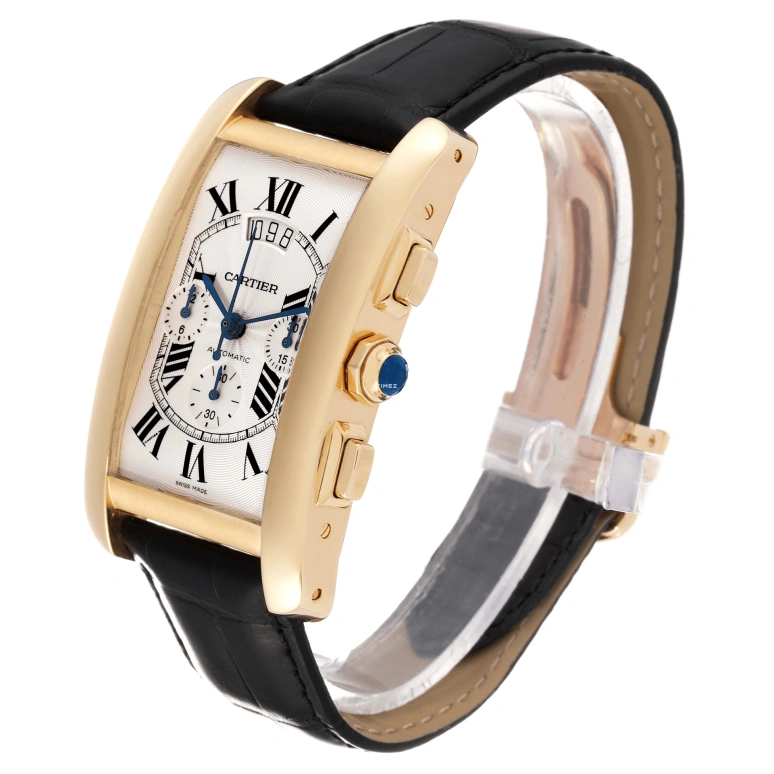 Cartier,Tank 52x31.40mm,52x31.40mm,Yellow Gold,Silver,Automatic,Chronograph,Day,W2609256