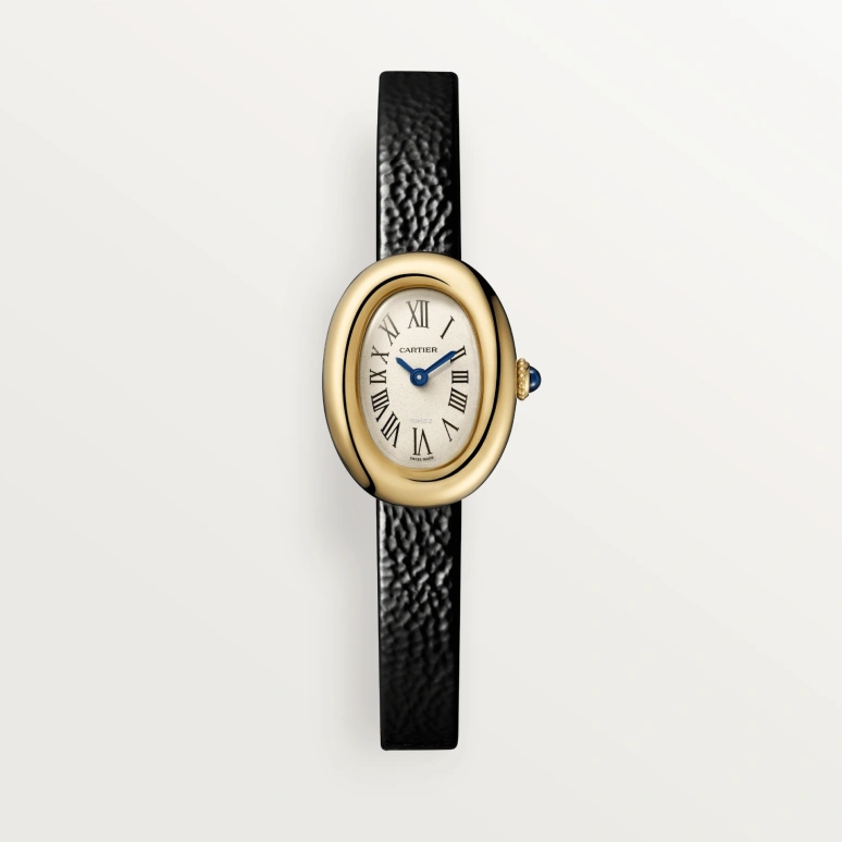 Cartier,Baignoire 24.60x18.70mm,24.60x18.70mm,Yellow Gold,Silver,Quartz,Sapphire,Crystal Glass,Oval,WGBA0017