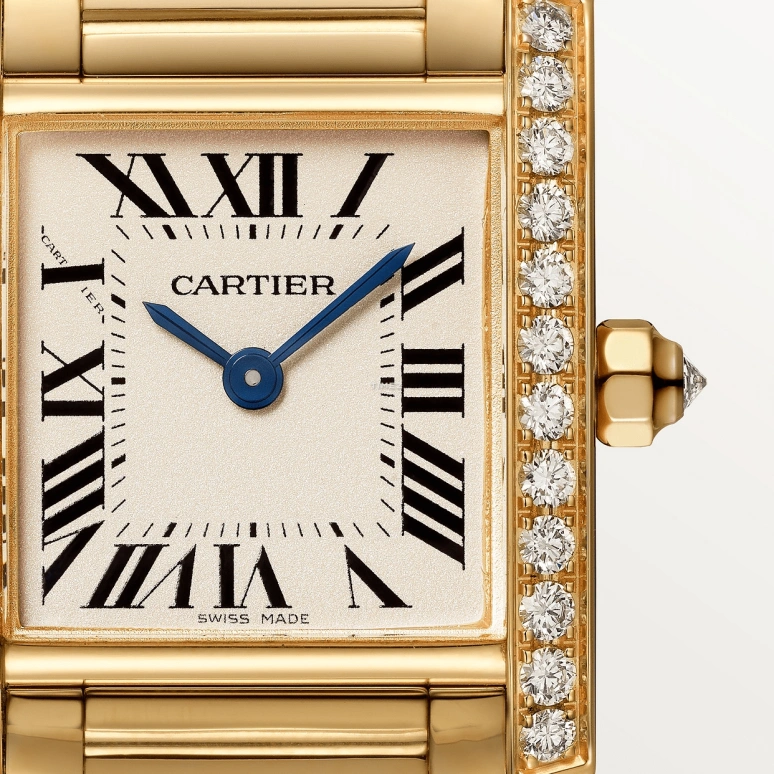 Cartier,Tank 25x24mm,25x24mm,Yellow Gold,Silver,Quartz,Sapphire,Crystal Glass,Square,WJTA0024