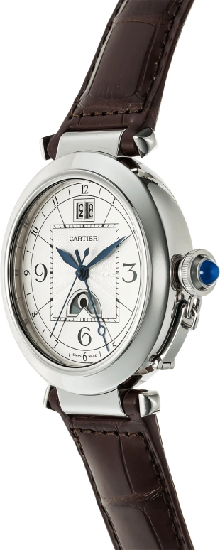 Cartier,Pasha de Cartier 32mm,32mm,Stainless Steel,Silver White,Automatic,Day,Dule Time,Big Date,W3109255