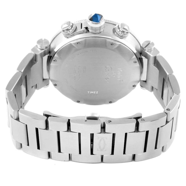 Cartier,Pasha de Cartier 42mm,42mm,Stainless Steel,White,Automatic,Chronograph,Day,W31089M7