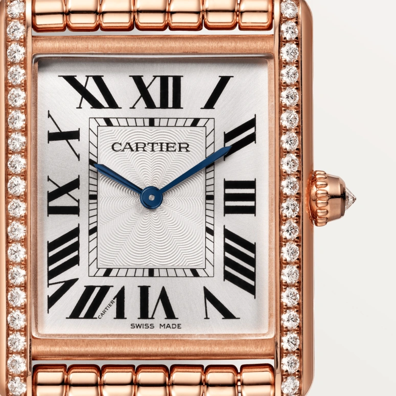 Cartier,Tank 33.70x25.50mm,33.70x25.50mm,Rose Gold,Silver,Handwound,38hours,In-house Caliber,WJTA0021