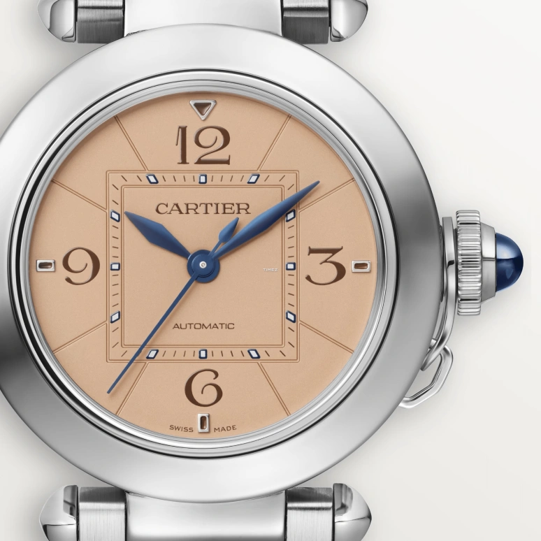 Cartier,Pasha de Cartier 35mm,35mm,Stainless Steel,Salmon,Automatic,42hours,In-house Caliber,WSPA0041