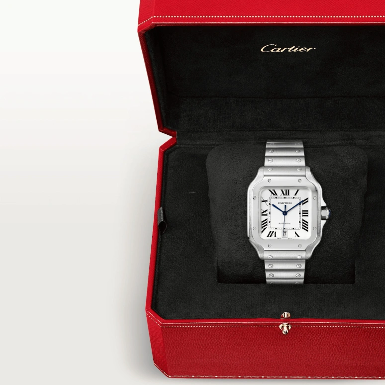 Cartier,Santos de Cartier 39.80x47.50mm,39.80x47.50mm,Stainless Steel,Silver,Automatic,Day,42hours,WSSA0018