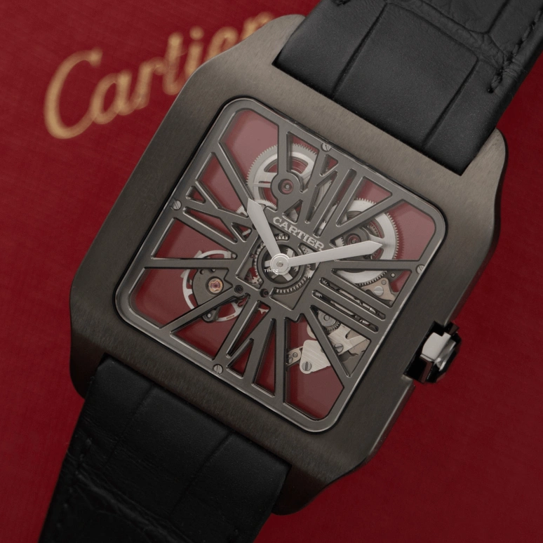 Cartier,Santos de Cartier 38.70x47.40mm,38.70x47.40mm,Titanium Gold,Skeleton,Handwound,72hours,In-house Caliber,W2020052
