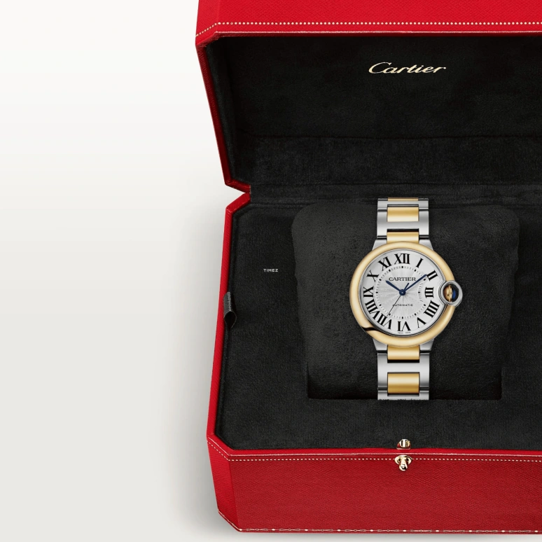Cartier,Ballon Bleu de Cartier 36mm,36mm,Stainless Steel,Yellow Gold,Silver,Automatic,Sapphire,Crystal Glass,Round,W2BB0038