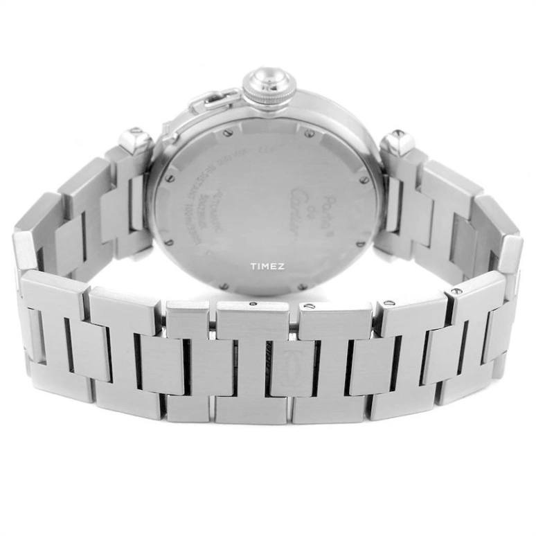 Cartier,Pasha de Cartier 42mm,42mm,Stainless Steel,Black,Automatic,Day,Dule Time,W31049M7