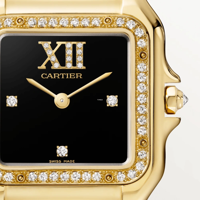 Cartier,Panthère de Cartier 36.50x26.70mm,36.50x26.70mm,Yellow Gold,Black,Quartz,Sapphire,Crystal Glass,Square,WJPN0074
