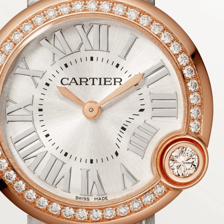 Cartier,Ballon Blanc de Cartier 30mm,30mm,Rose Gold,Silver,Quartz,Sapphire,Crystal Glass,Round,WJBL0008