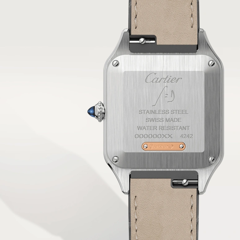 Cartier,Santos de Cartier 38x27.50mm,38x27.50mm,Stainless Steel,Rose Gold,Silver,Quartz,Sapphire,Crystal Glass,Square,W2SA0012